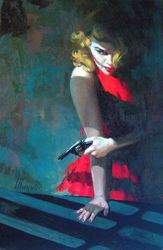 Father’s Day Madness: Guns, Guns Everywhere Woman holds gun in shadows