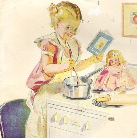 Elder Millennials: Watching the World End, Over and Over A little girl pretends to cook