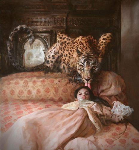 Little Girl And Leopard